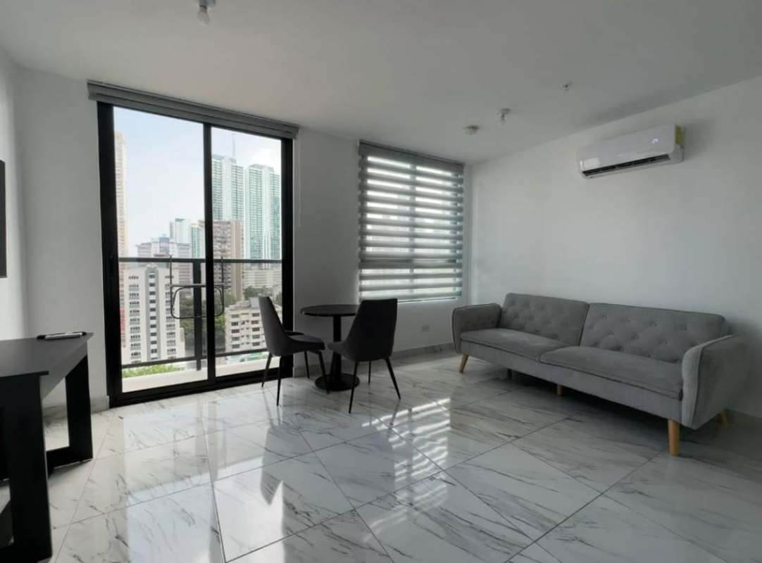 Private balcony with panoramic views over downtown skyline from The Gray Panama City apartment