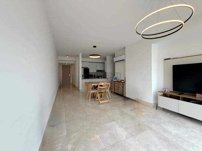 Dining area panoramic window views towards ocean skyline PH Waters on the Bay Panama