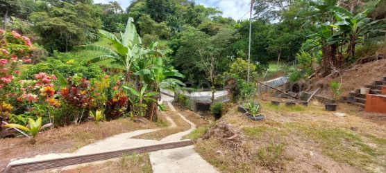 Covered balcony terrace overlooking mountains and natural greenery in Chicá Panama