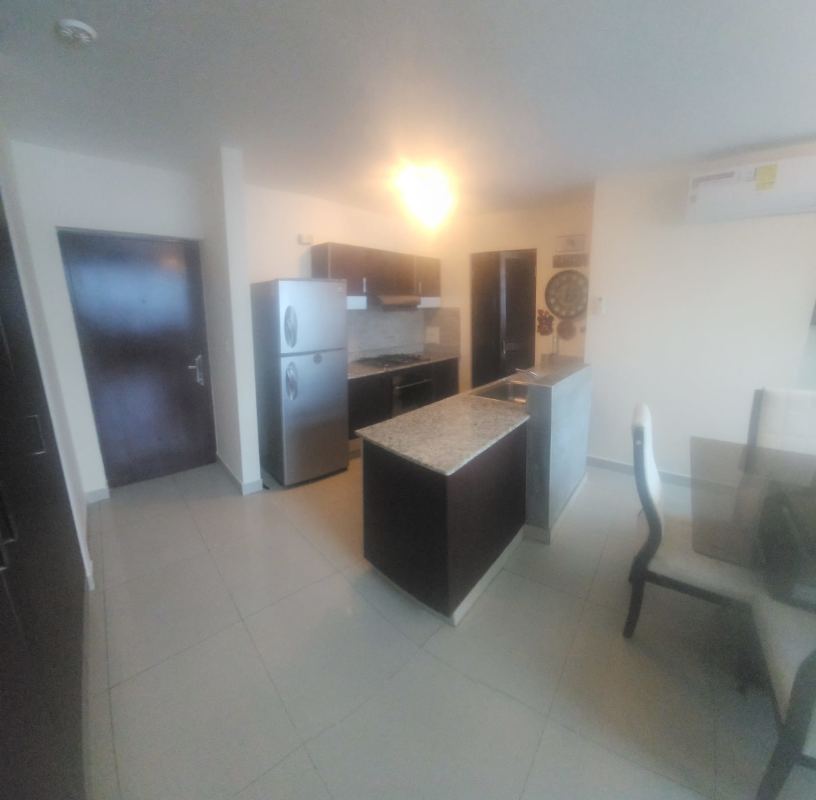 Modern bathroom with granite countertop vanity and glass shower PH The Gray El Cangrejo Panama