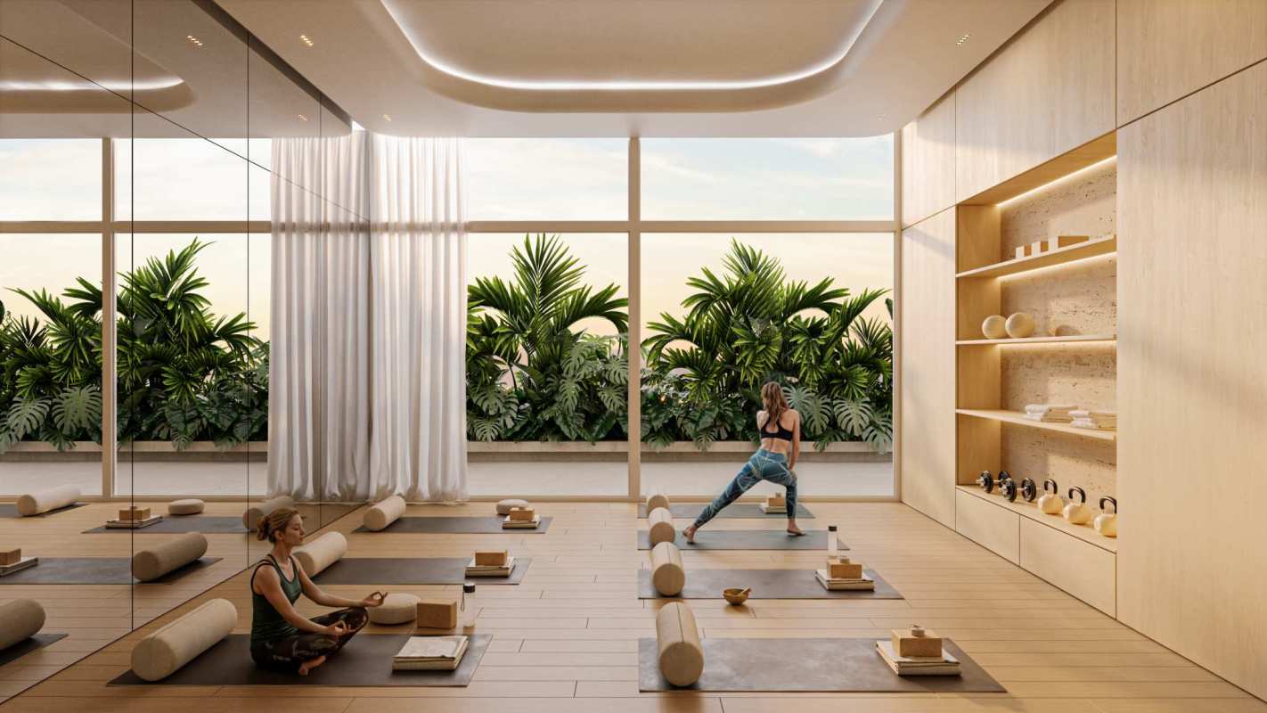 Yoga and fitness studio with natural light Costa del Este Bayside Tower Panama