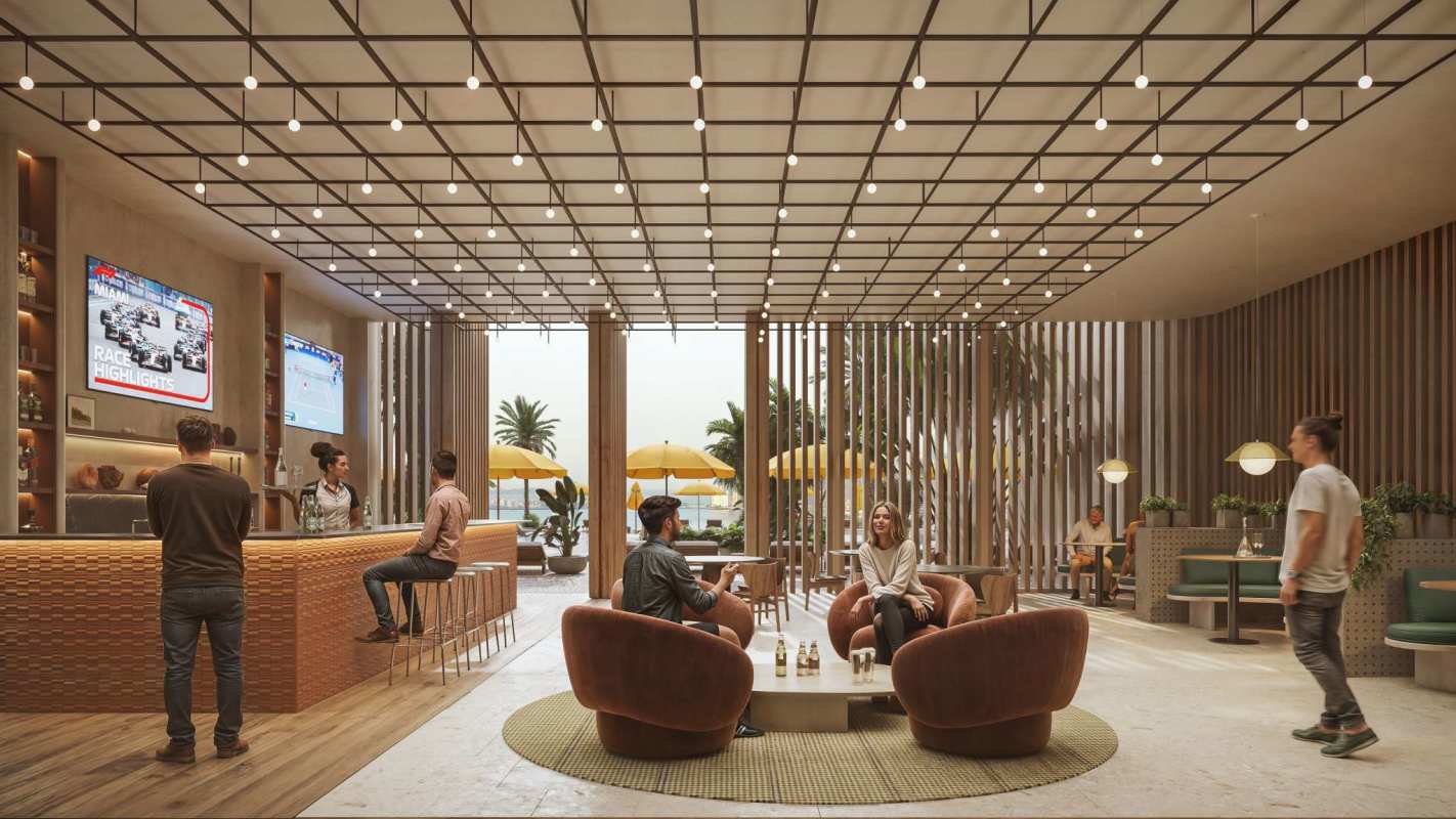 Sky lounge with ocean views social area Costa del Este Bayside Tower Panama