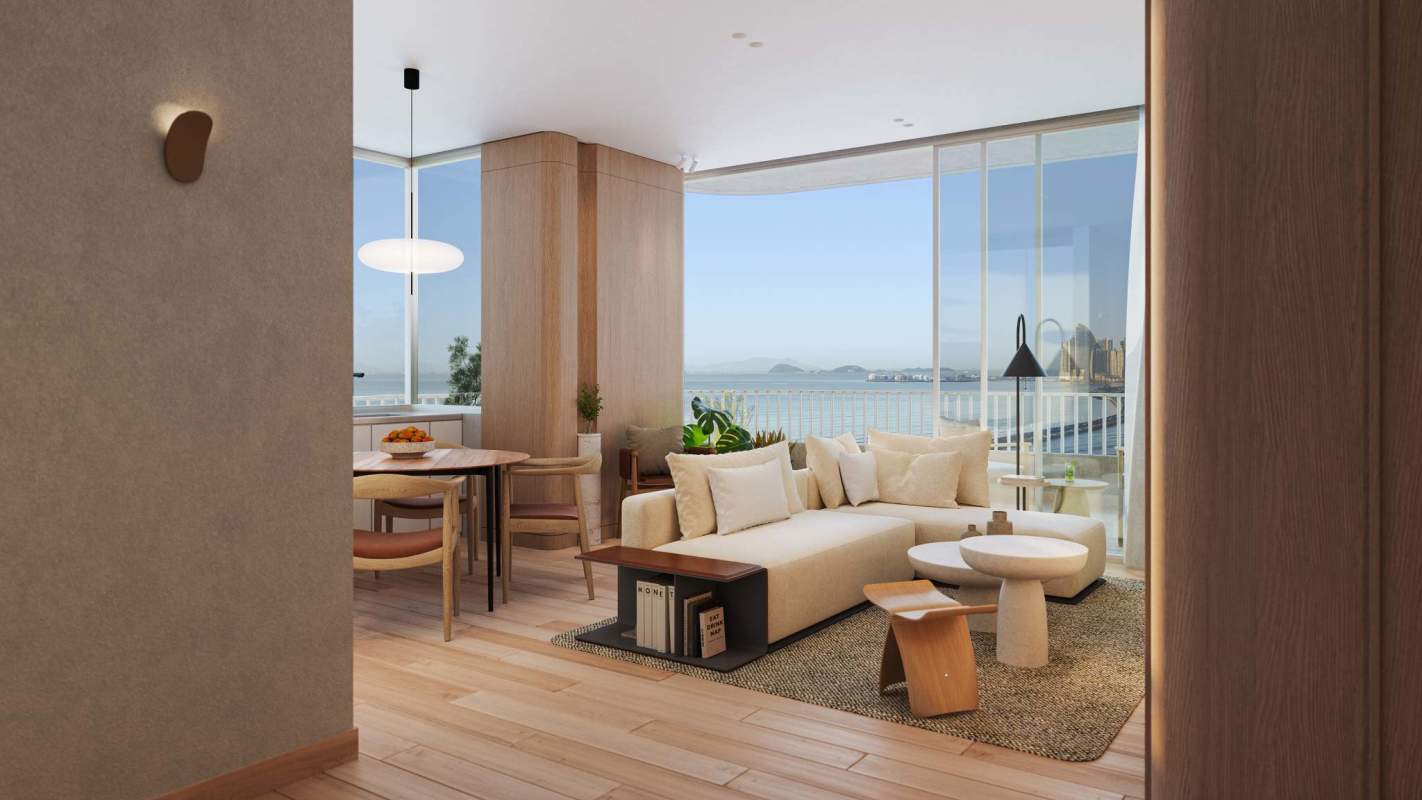 Bedroom with large window overlooking Pacific Ocean on Costa del Este apartment Panama