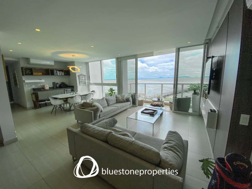 Kitchen with granite countertops, stainless steel appliances, ocean view condo for sale Costa del Este Hola Realty