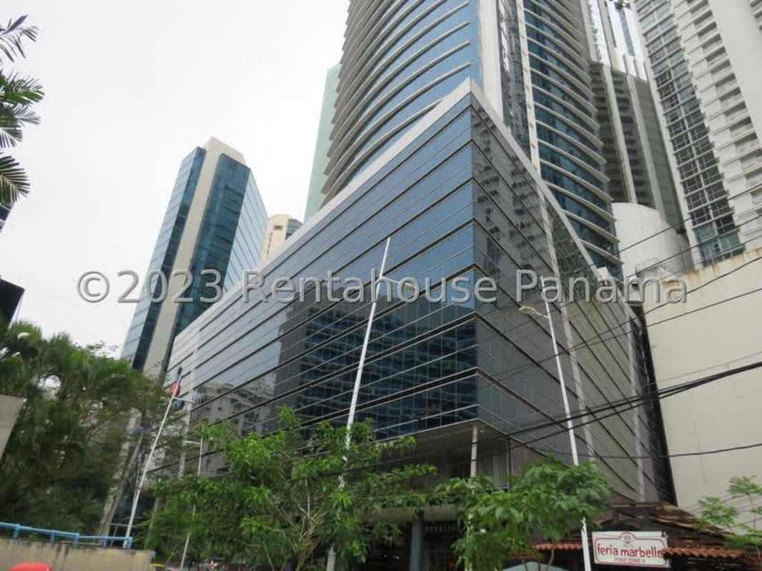 Hallway of office suite with frosted glass doors and tile flooring PH Ocean Business Plaza Panama