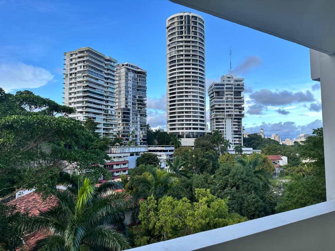 Urban view of skyline with greenery from balcony PH Bella Vista Garden Panama City