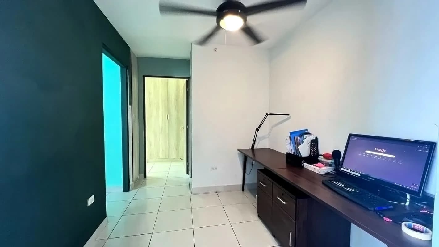 Balcony with panoramic skyline view from Metropolitan Park Carrasquilla Panama apartment for rent