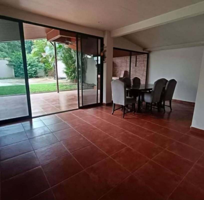 Patio tile floor wood ceiling ceiling fan barbecue sink Villa Zaita Panama City