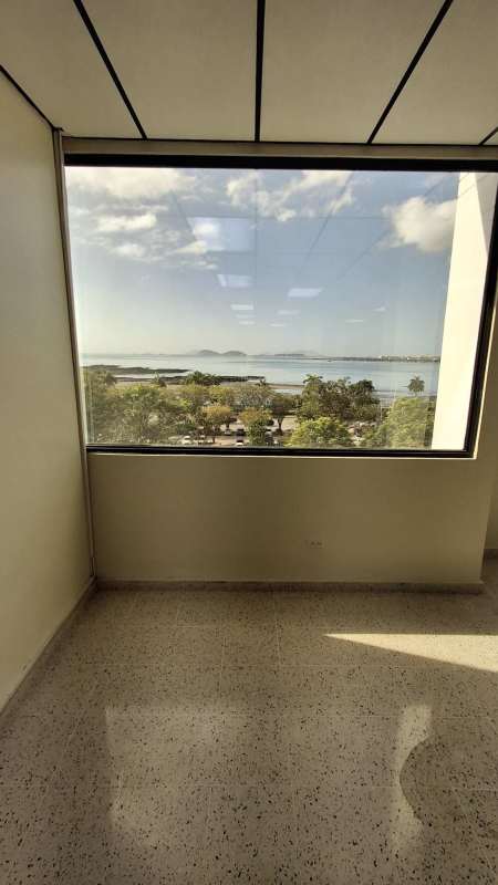 Office interior at Balboa Plaza open layout drop ceiling tiled floor Panama City
