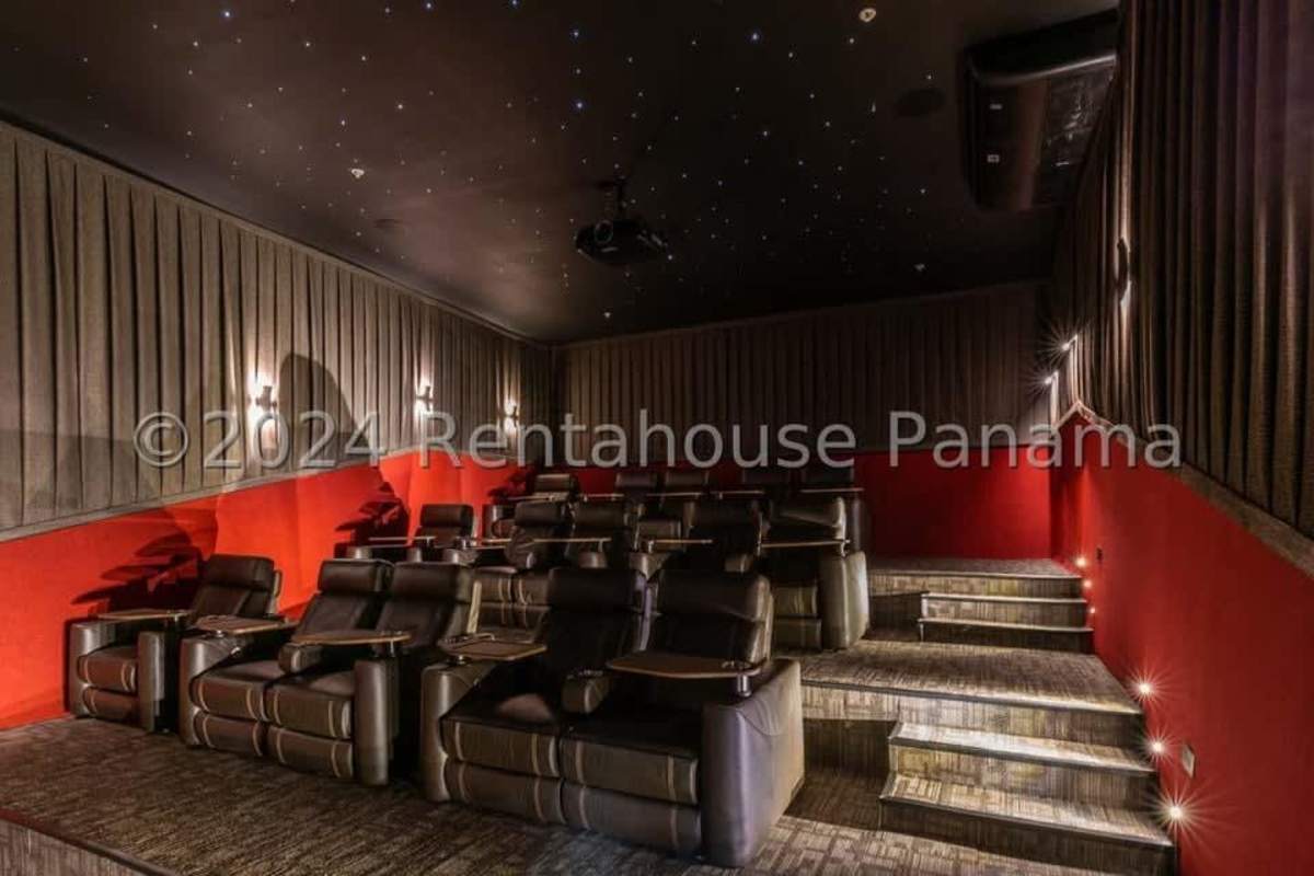 Luxury home theater with recliners star ceiling and projector Costa del Este Panama