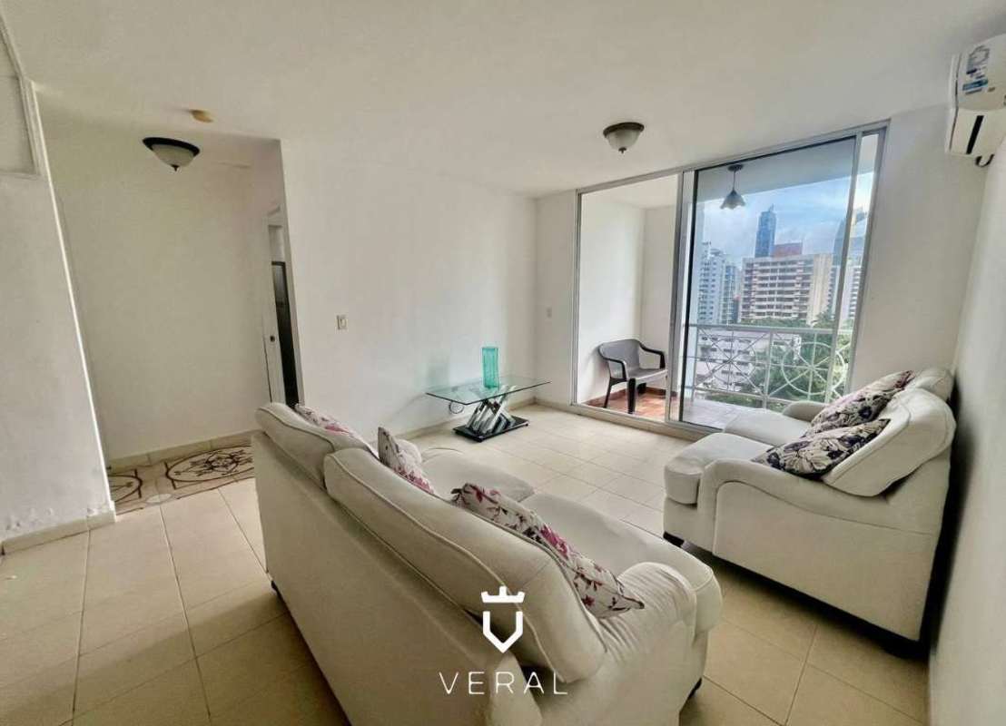 Living area with marble floor and large windows in PH Plaza 77 Vía Argentina Panama