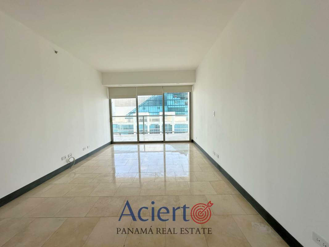 Master bedroom in JW Marriott Panama condo with sea view and ensuite bathroom