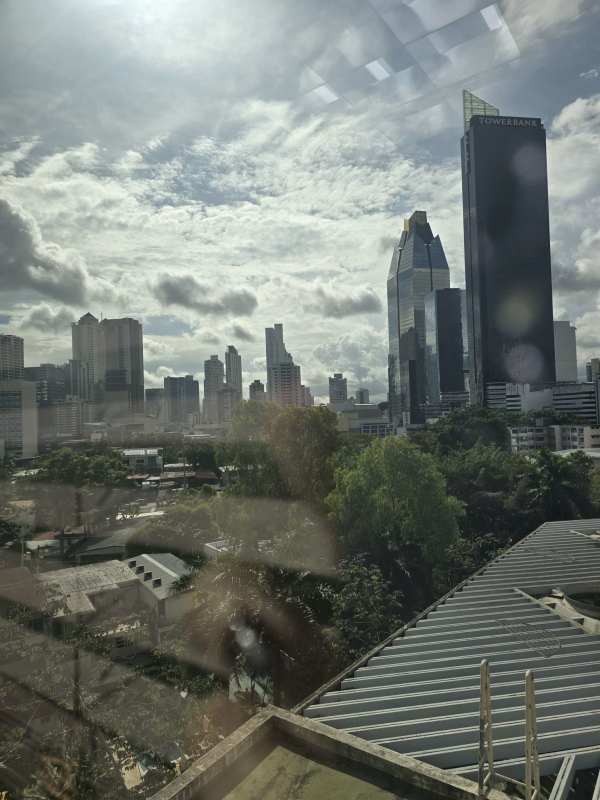 Bright empty office with tiled floors, large windows, drop ceiling in World Trade Center Panama