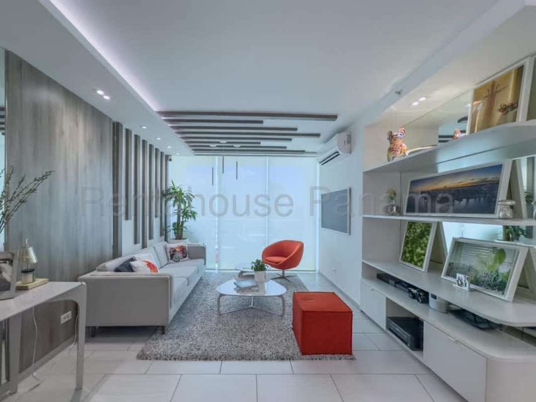 Bright dining area with large windows, ceramic floors, modern design at PH The Towers Panama City