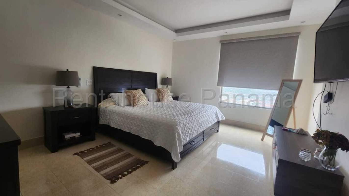 Modern Italian kitchen with built-in appliances marble countertops in luxury apartment for rent Santa María Panama