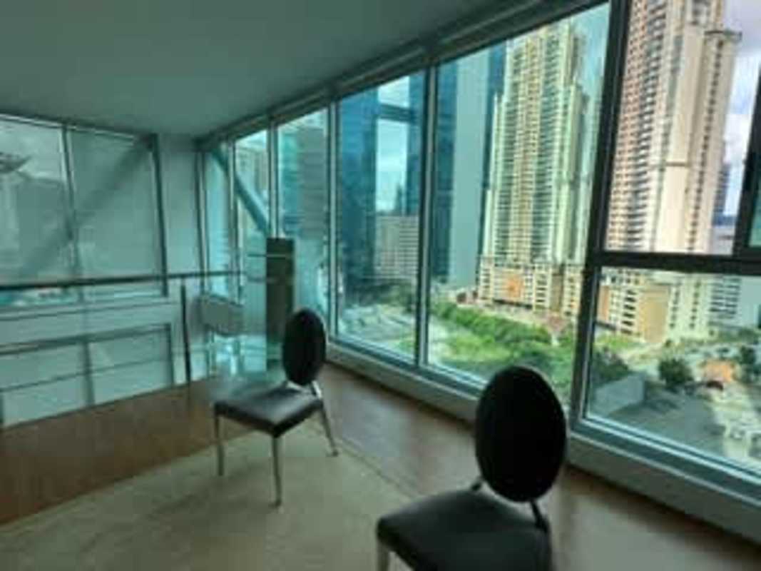 Loft with floor-to-ceiling glass and panoramic city skyline views Punta Pacifica Panama