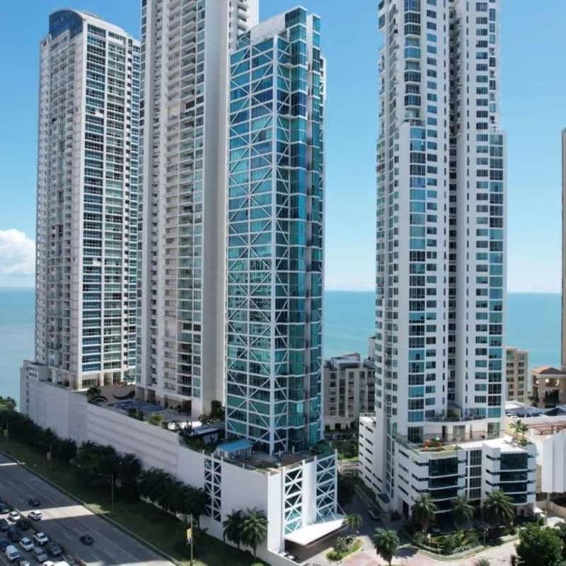 Luxury kitchen with stainless appliances and granite island counter in Punta Pacifica