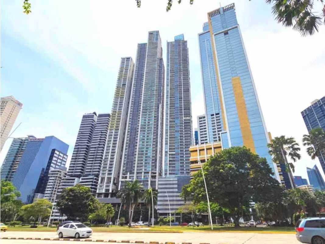 Skyscraper glass tower Waters on the Bay next to Avenida Balboa Panama City