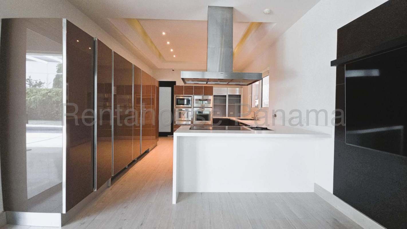 Luxury living dining room marble flooring modern design Costa del Este house Panama City