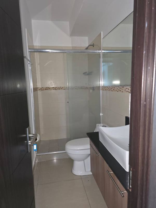 Contemporary bathroom with vessel sink granite vanity and glass shower PH Diamond Tower Panama