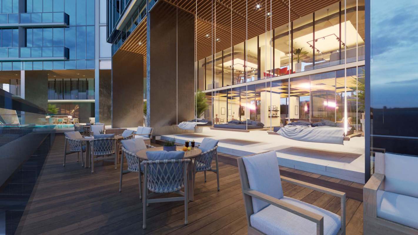 Resident lounge with pool table and panoramic views at Generation Tower Costa del Este Panama