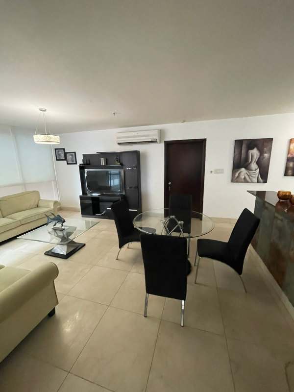 Modern living area with ocean view balcony in PH BICSA Tower Avenida Balboa Panama City