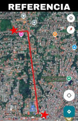 Satellite view showing route and neighborhood with lots location marked in Capira Panama Oeste