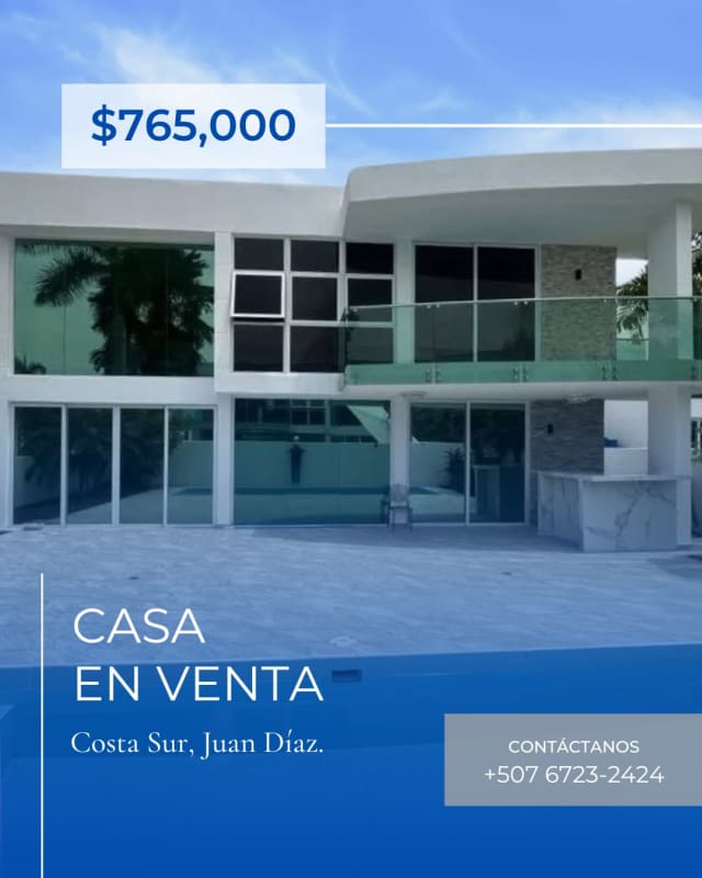Contemporary two-story house with balcony facade in Costa Sur gated community Panama