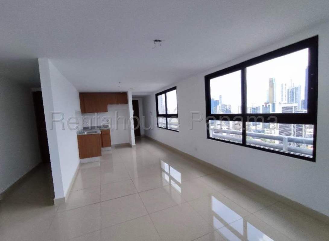 Bright master bedroom with large window, closet, air conditioning in PH Obarrio Tower Panama City