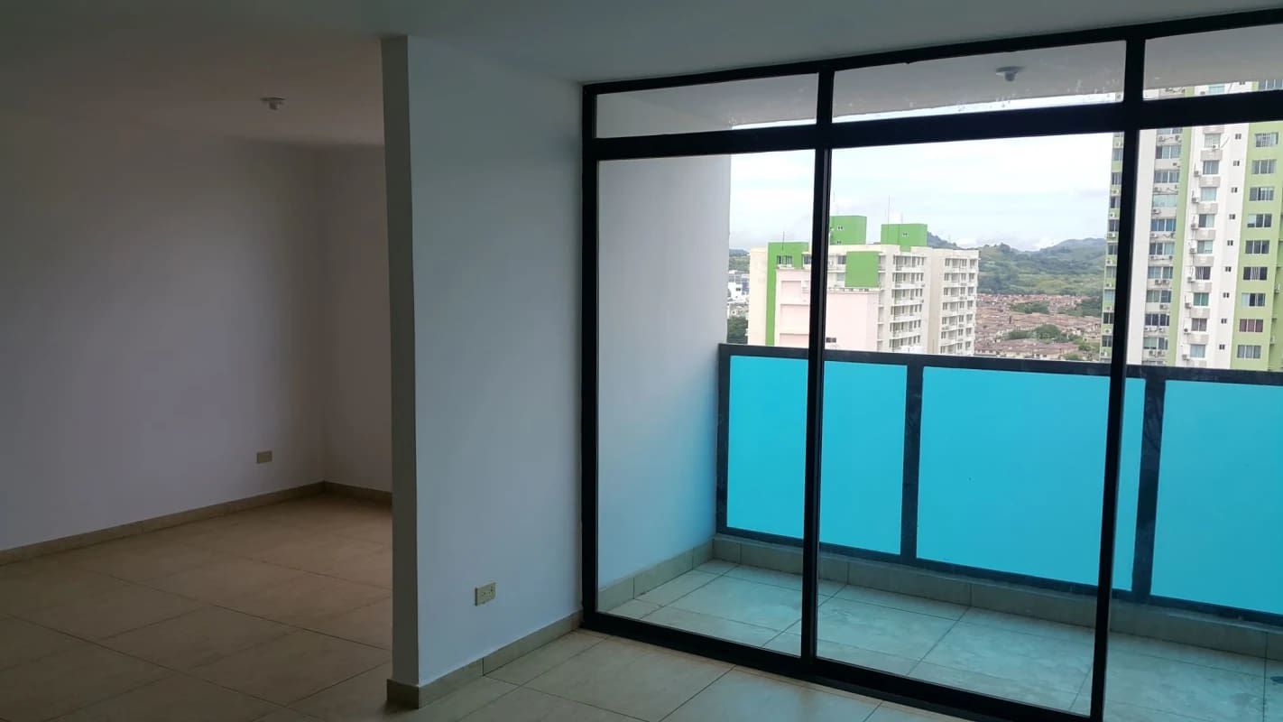 Spacious living space with big sliding doors to balcony city views Condado Country Club Panama