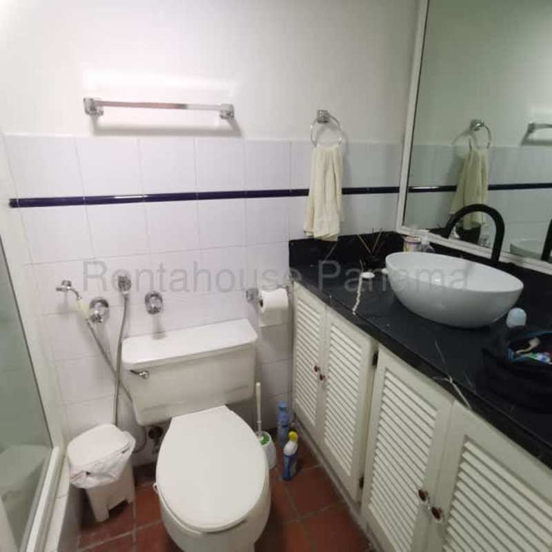 Bathroom with vessel sink, large mirror Casco Viejo apartment Panama City
