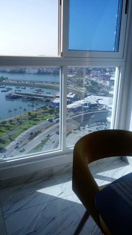 Infinity swimming pool overlooking city skyline and coastal area PH BICSA on Avenida Balboa Panama