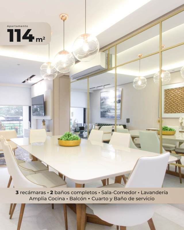 Contemporary dining area with modern lighting in Condado Country Club Panama