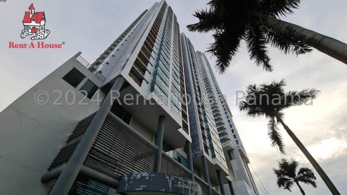 Exterior facade of PH Sol del Este high-rise condominium Costa del Este Panama