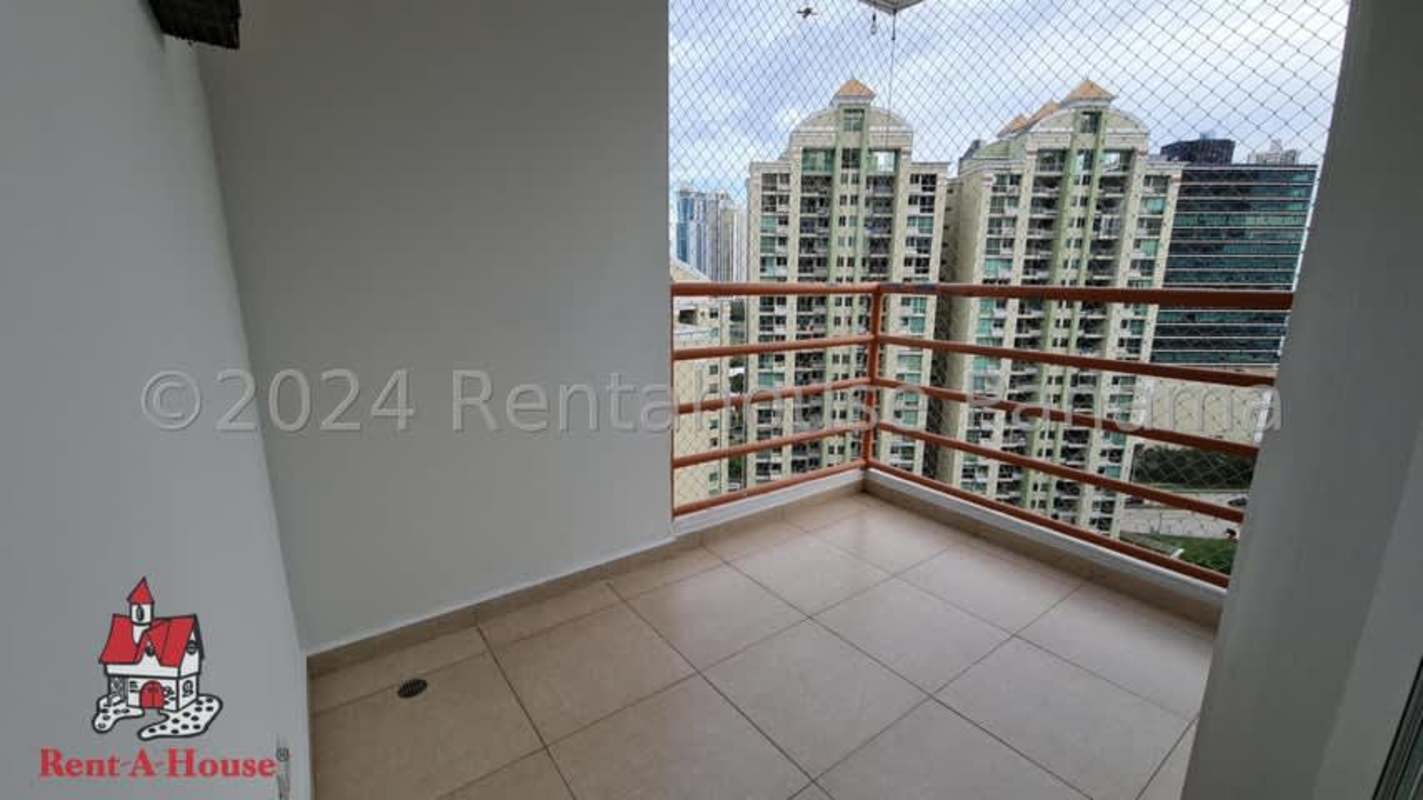 Private balcony with panoramic city skyline views Costa del Este Panama