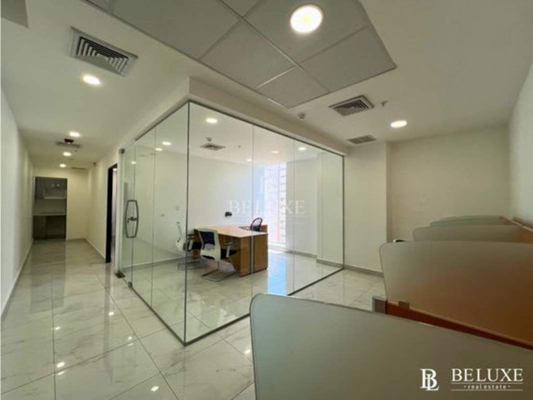 Glass-walled modern meeting and conference room in RBS Tower Panama City