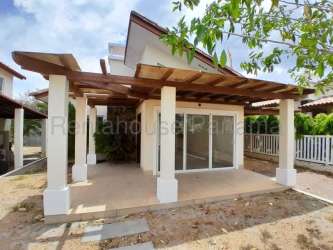 Covered tiled patio backyard garden view beach house San Carlos Panama
