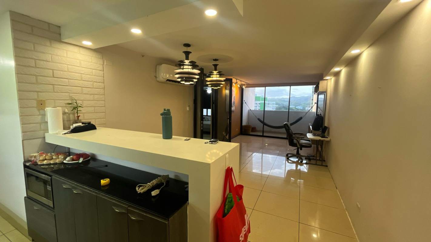 Private balcony with hammock overlooking Condado del Rey from rental apartment Panama