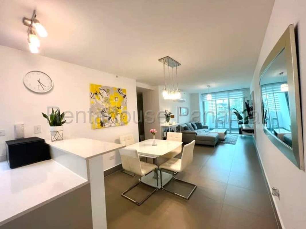Contemporary open plan dining living space large windows city view PH Bella Vista Tower Panama