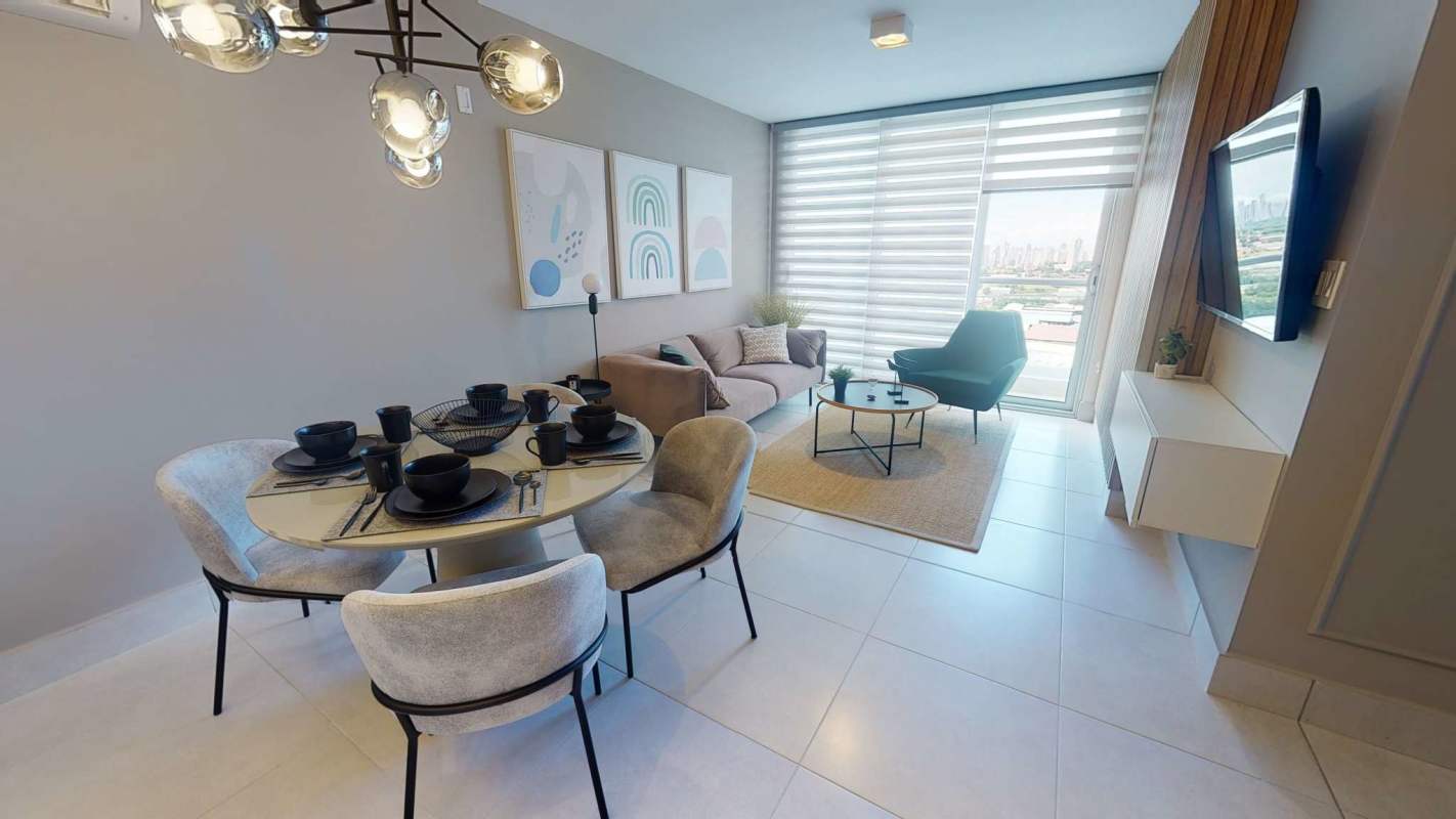 Bedroom with built-in wardrobe and large window PH Greenwood Towers Panama