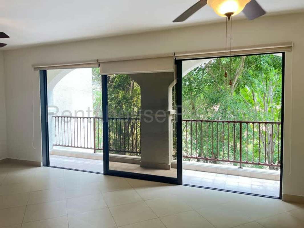 Private covered balcony with garden view Embassy Club Clayton Panama