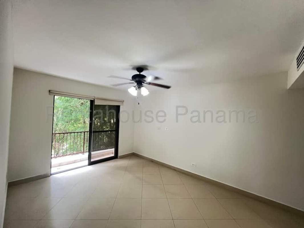 Master bathroom with walk-in shower and modern vanity Embassy Club Clayton Panama apartment