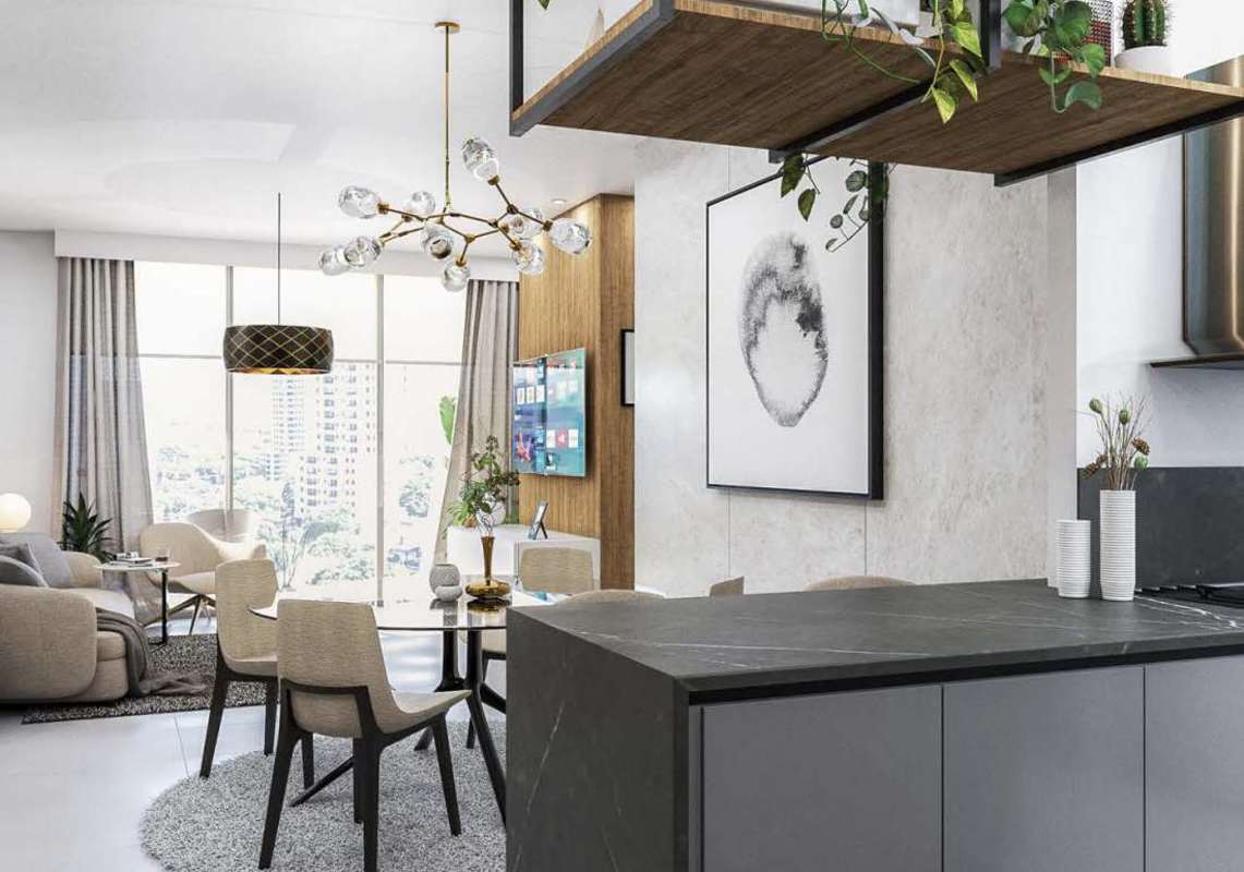NEXT Tower Coco del Mar new condo with open kitchen, dining and living area modern design