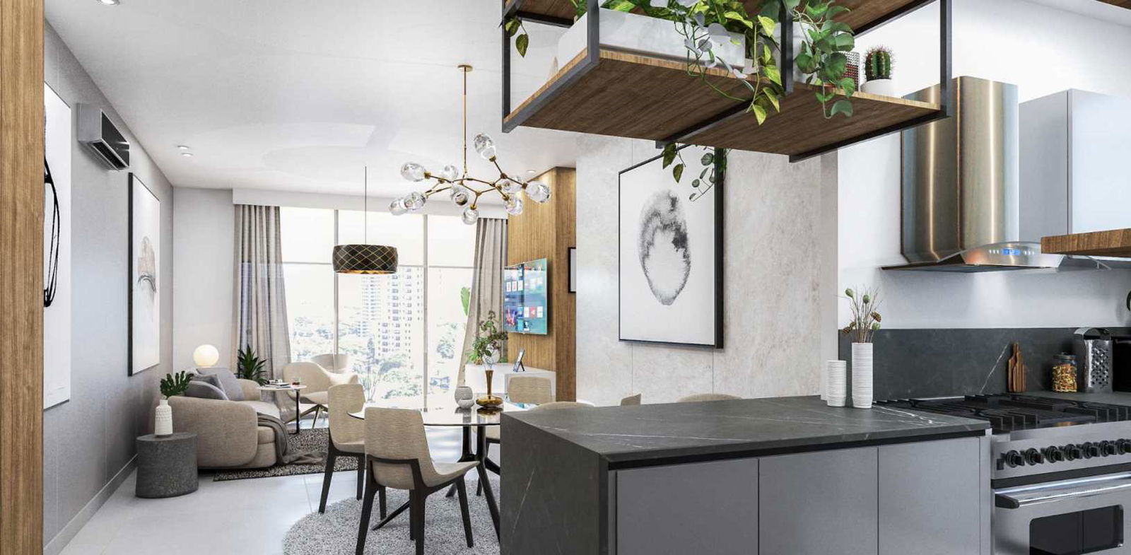 NEXT Tower Coco del Mar new residence modern living kitchen panoramic windows