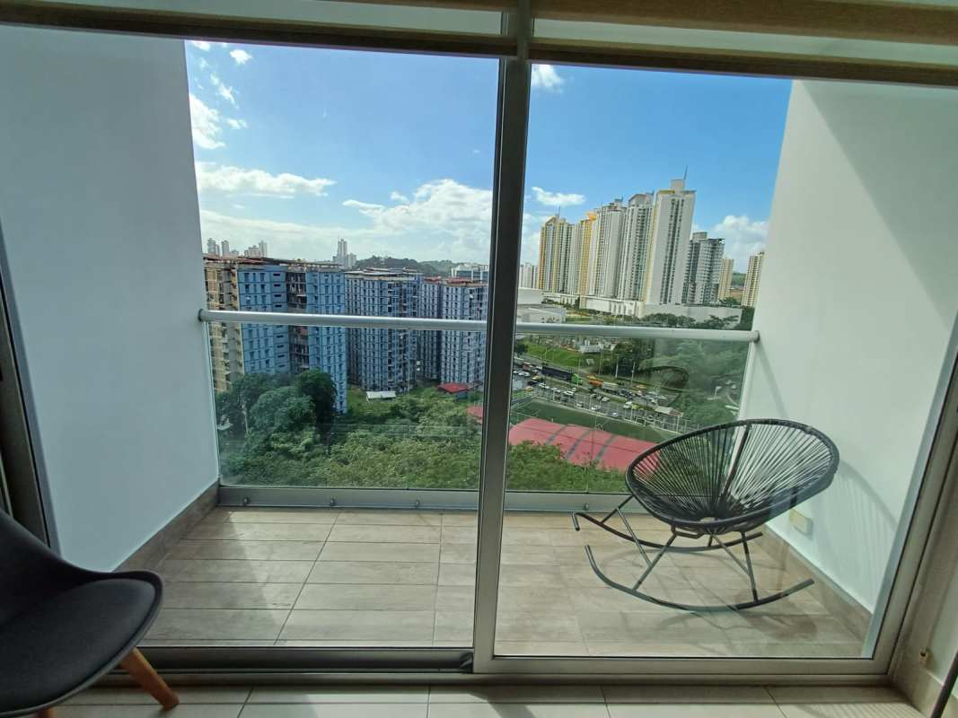 Modern kitchen with granite countertops, stainless steel appliances, overhead cabinets at PH Sky Point Panama City