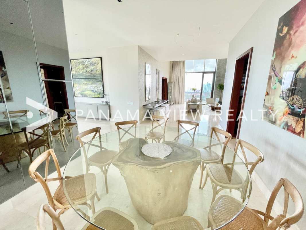 Elegant master bedroom luxury penthouse panoramic views marble PH Santa Maria Court