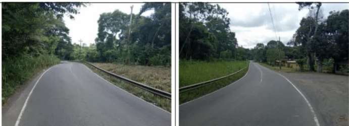 Curved asphalt road bordering wooded area near 4 hectares for sale in Santa Rita La Chorrera Panama