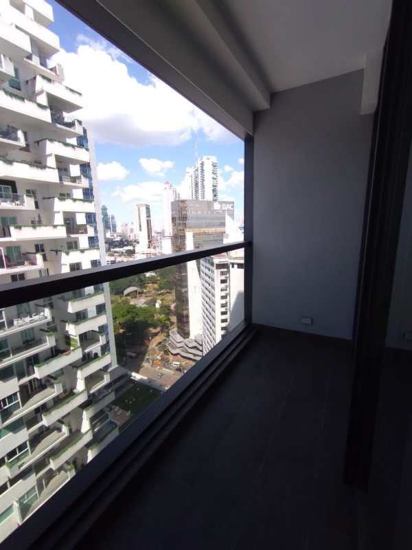 Balcony with panoramic skyline and ocean glimpses at PH Nuovo by Armani Bella Vista Panama