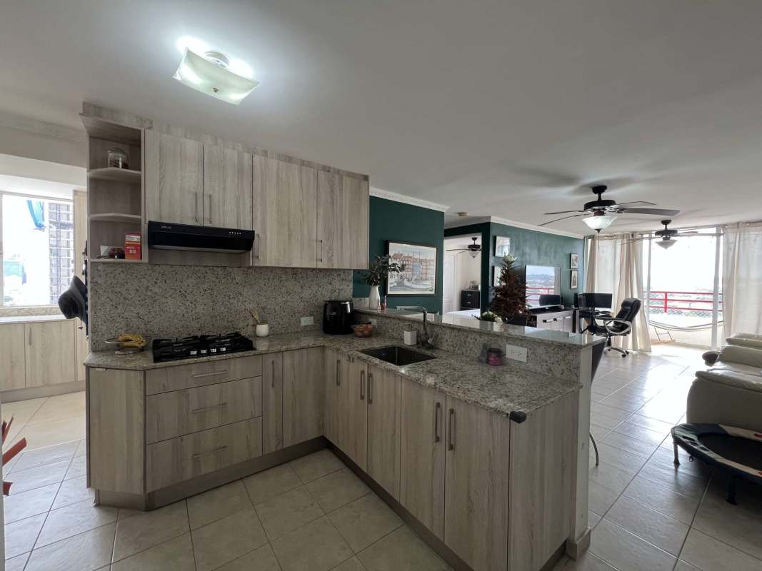 Living dining with ceiling fans, AC, green wall PH El Marquez city center