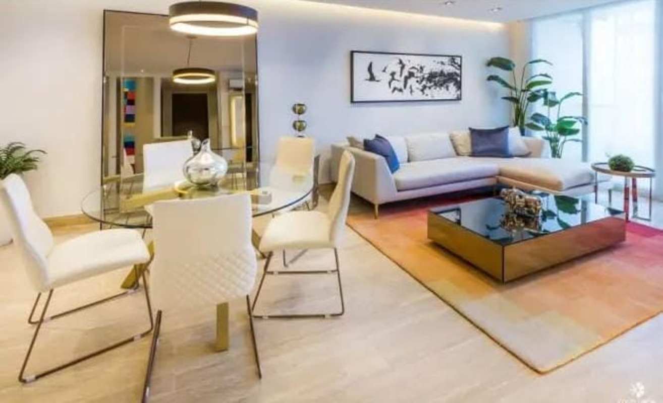 Furnished open plan dining and living with city views PH The Regent Costa del Este